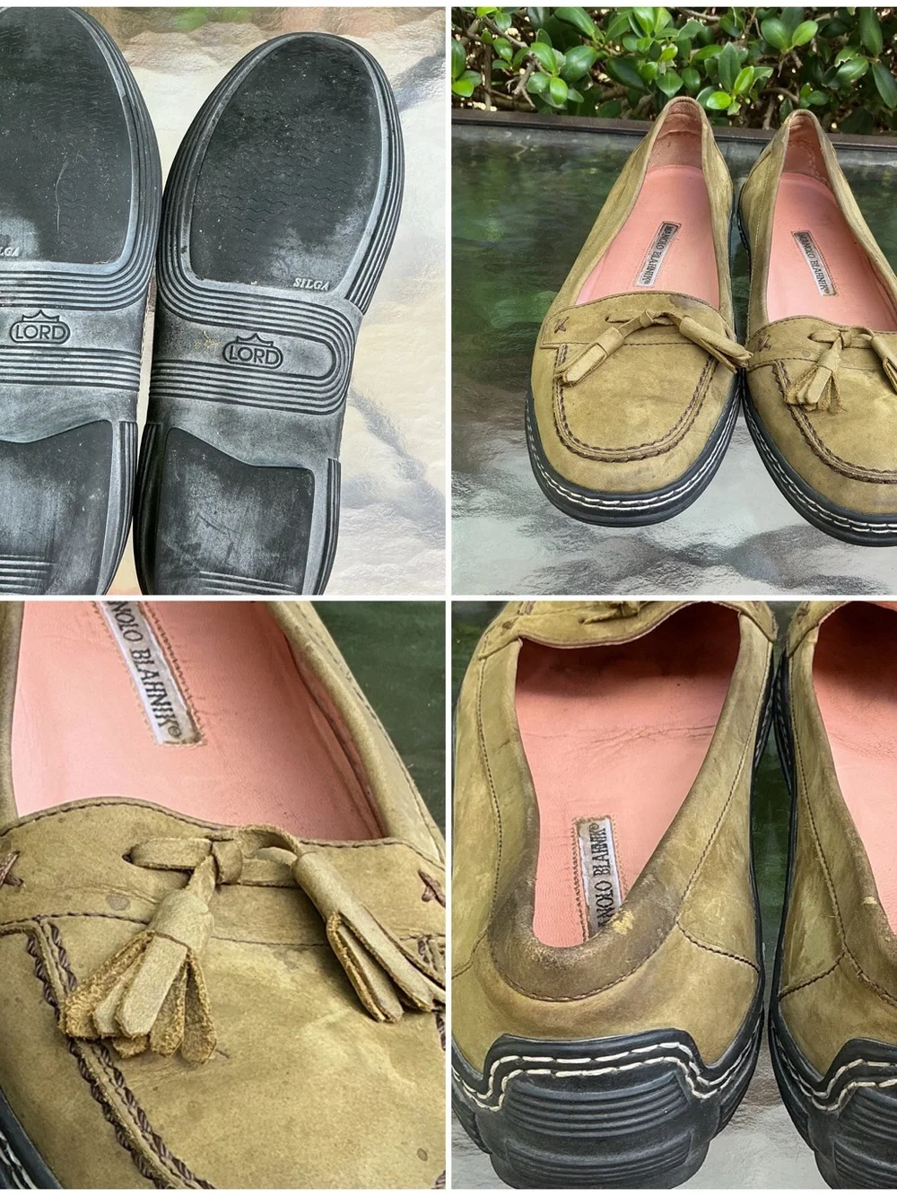 Manolo Blahnik Olive Green Suede Tassel Loafers - Women